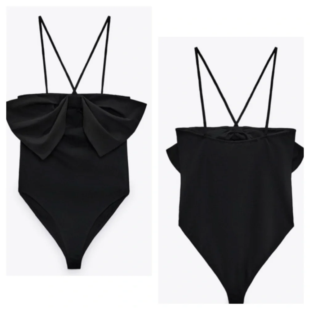 Zara Black  Bow Bodysuit woman’s size S New with tag